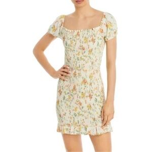 LOST + WANDER Big Escape Off The Shoulder Mini Dress in Pastel Floral Size Small